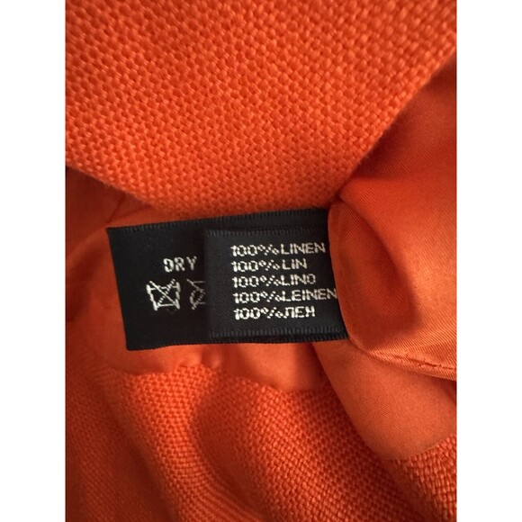 RALPH LAUREN BLACK LABEL Orange Linen Pearl Neck 3/4 Sleeve‎ Cropped Blazer 12 - Picture 9 of 9